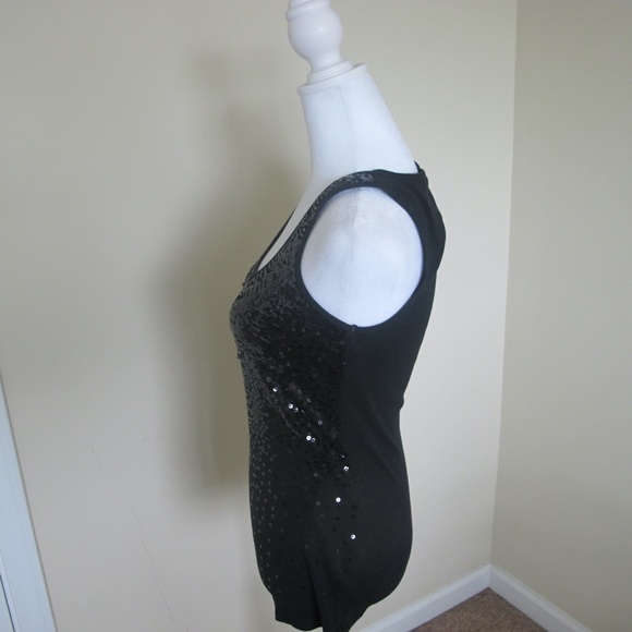 Women's Sleeveless Sequin Black Shirt Tank Top Size M GUC - Picture 3 of 4